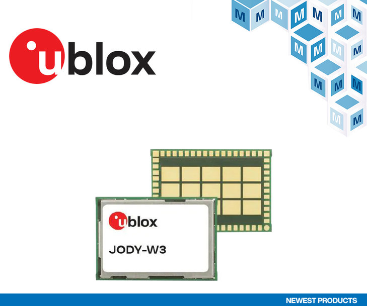 Los módulos automotrices basados en host u-blox JODY-W3 de Mouser amplían la comunicación multicanal de alta velocidad de datos